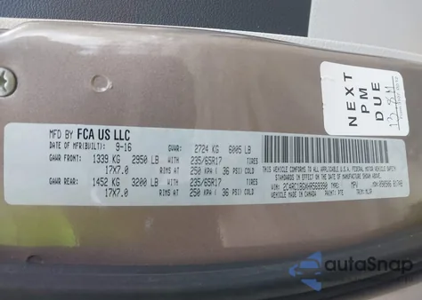 2017 Chrysler Pacifica Touring-L z USA, uszkodzony, nr VIN 2C4RC1BGXHR569390